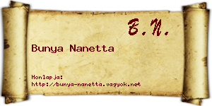 Bunya Nanetta névjegykártya